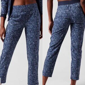 Athleta Blue Animal Printed Mid Rise Brooklyn Ankle Pants